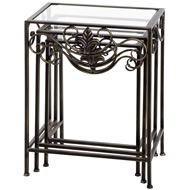  Set  3  Metal  &  Glass  Tables