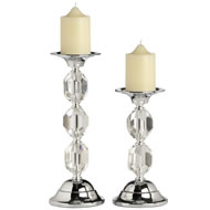 SET 2 SILVER/CRYSTAL CANDLE HOLDERS