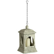DISTRESSED CREAM LANTERN CANDLE HOLDER