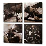  Set  Of  4  Printed  Aeroplane  Canvases