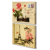 PAIR PINK ROSE PRINTED CANVASSES