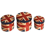  Set  3  Round  Union  Jack  Boxes