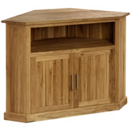 FARMHOUSE OAK LARGE CORNER TV VIDEO UNIT