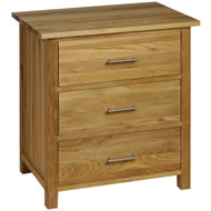 OAK 3 DRAWER NARROW CHEST