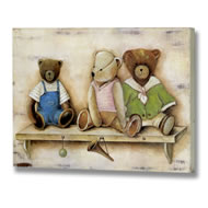  3  Teddies  On  Shelf  