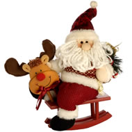 SANTA ON WOODEN ROCKING SLEDGE