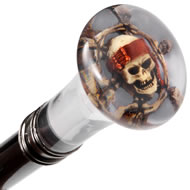 Clear  Crystal  Pirate  Skull  Walknig  Stick  Cane  -  Decorative  U