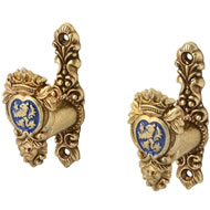 PAIR COLOURED MOUNTS BRASS TRIM