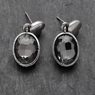  Antique  Silver  &  Black  Diamond  Crystal  Earrings