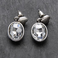  Antique  Silver  &  Clear  Crystal  Earrings
