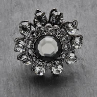 Expandablegun Metal Ring With Black Diamond Crystal Expandablegun Metal Ring With Black Diamond Crystal
