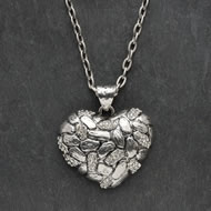  Mid  Length  Antique  Silver  Necklace  W/  Clear  Crystal  Pendant