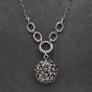  Short  Antique  Silver  Necklace  &  Pendant