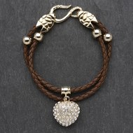  Tan  Leather  Rope  Bracelet  With  Pendant