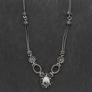  Ornate  Chain  With  Clear  Crytsal  Drop  Necklace