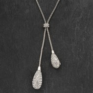  Twin  Crystal  Cluster  Drop  With  Rope  Chain  Necklace