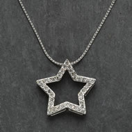  Short  Silver  Necklace  With  Clear  Crystal  Pendant