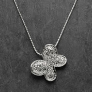  Short  Silver  Necklace  With  Clear  Crystal  Pendant