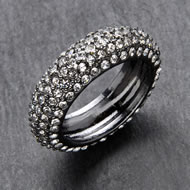 Antique Silver Medium Size Ring With Clear Crystal Antique Silver Medium Size Ring With Clear Crystal