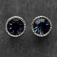  Silver  Earrings  With  Navy  Crystal