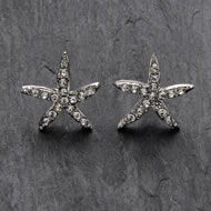  Silver  Earrings  With  Clear  Crystal