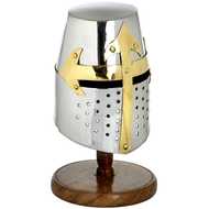 MINI KNIGHTS HELMET (CRUSADER) WITH STAND.