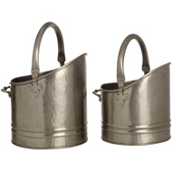 PAIR OF PEWTER REGENT COAL BUCKETS - SPECIAL OFFER