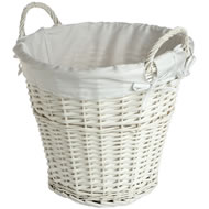  White  Wicker  Log  Basket  -  Ideal  For  Displaying  Christmas