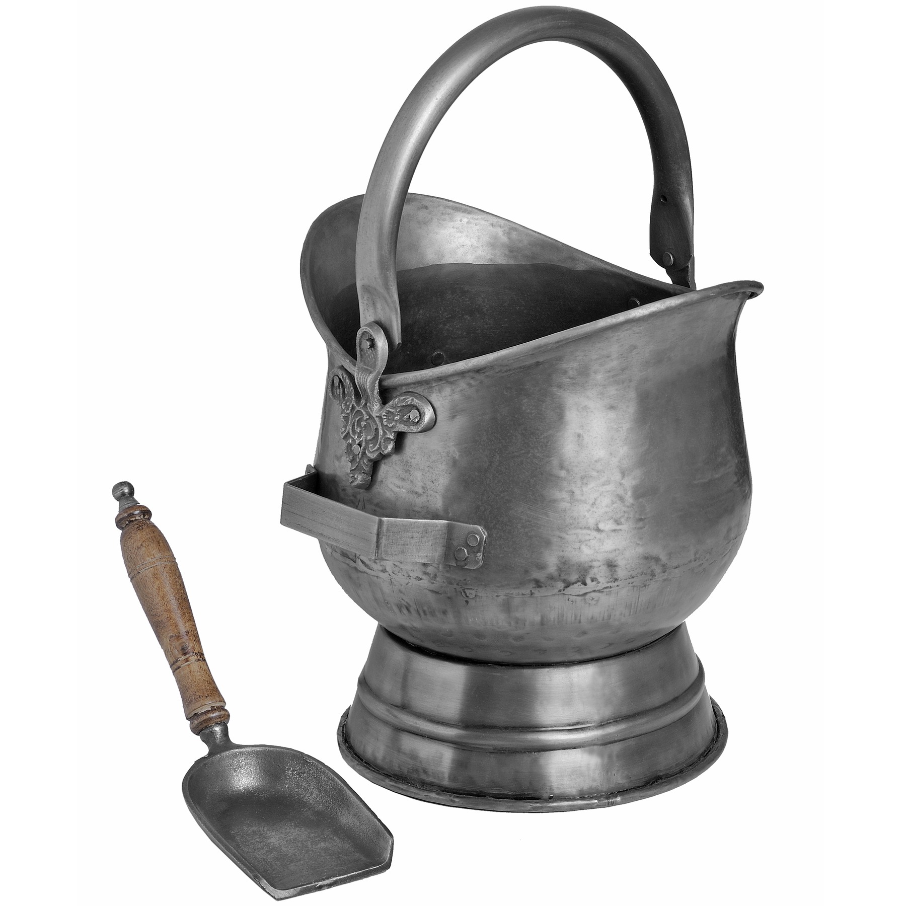 Antique Pewter Coal Bucket with Shovel - Image 2