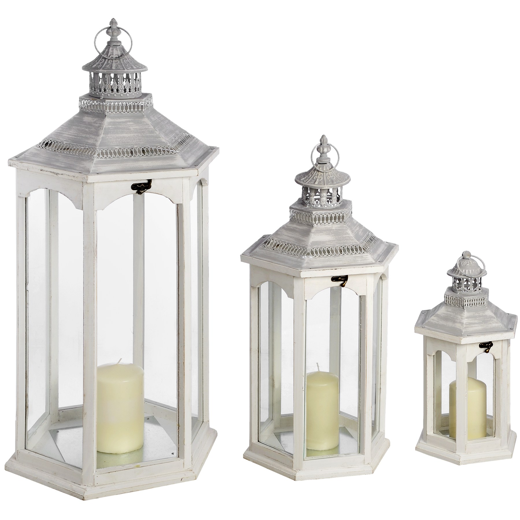 Set of three attractive hexagonal matching hurricane lanterns From Hill