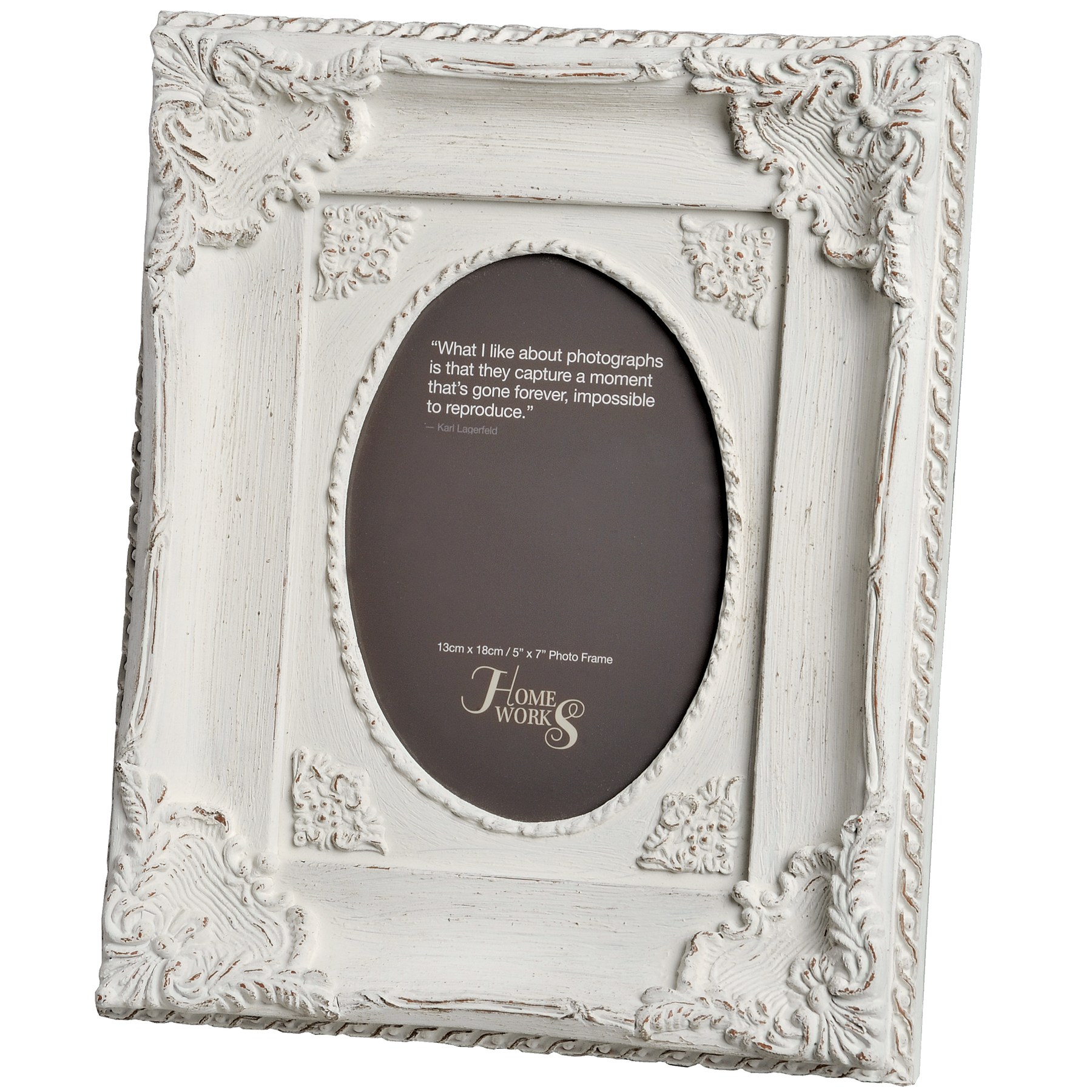 5x7 Ornate Antique White Oval Photo Frame From Hill Interiors