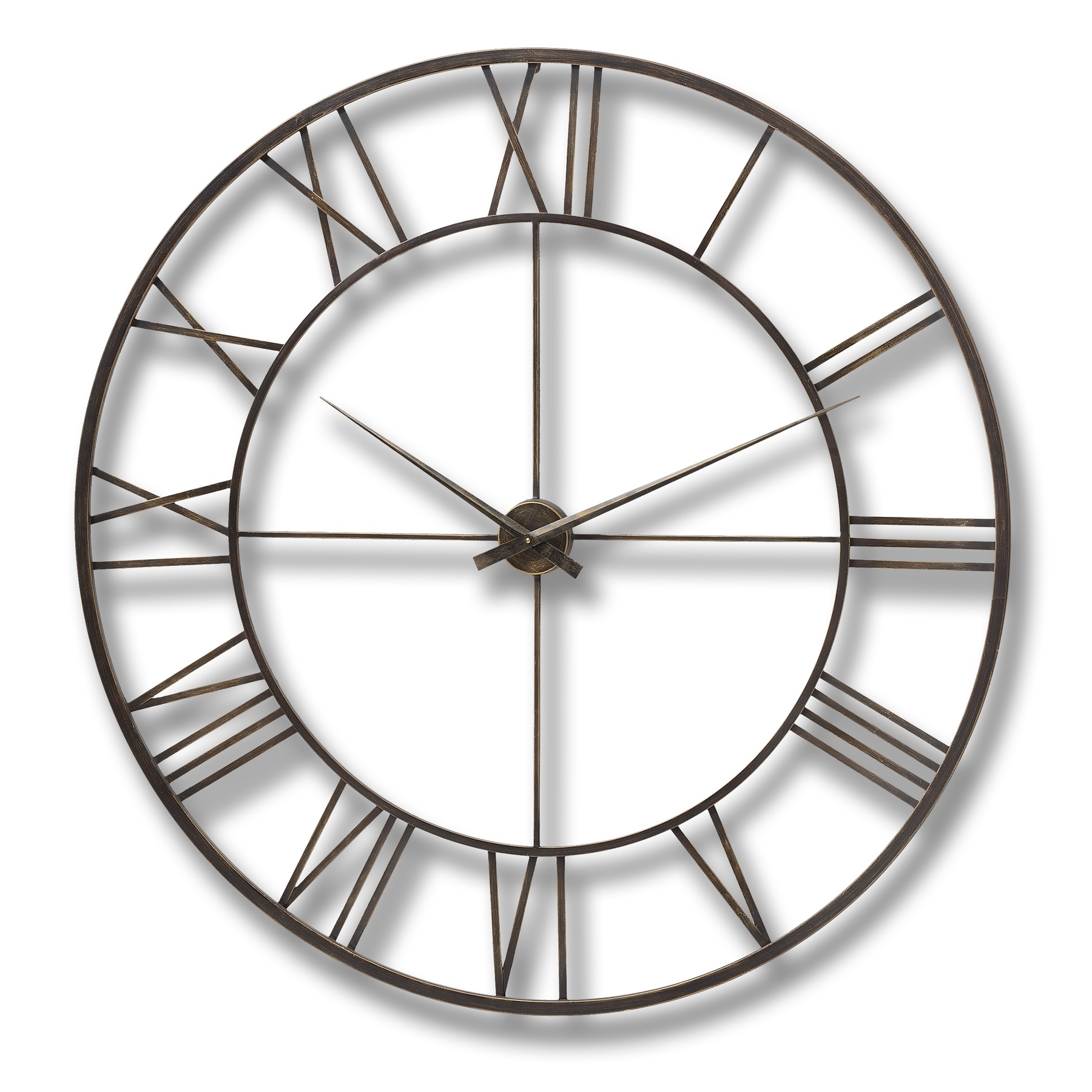 Antique brown modern metal framed wall clock From Hill Interiors