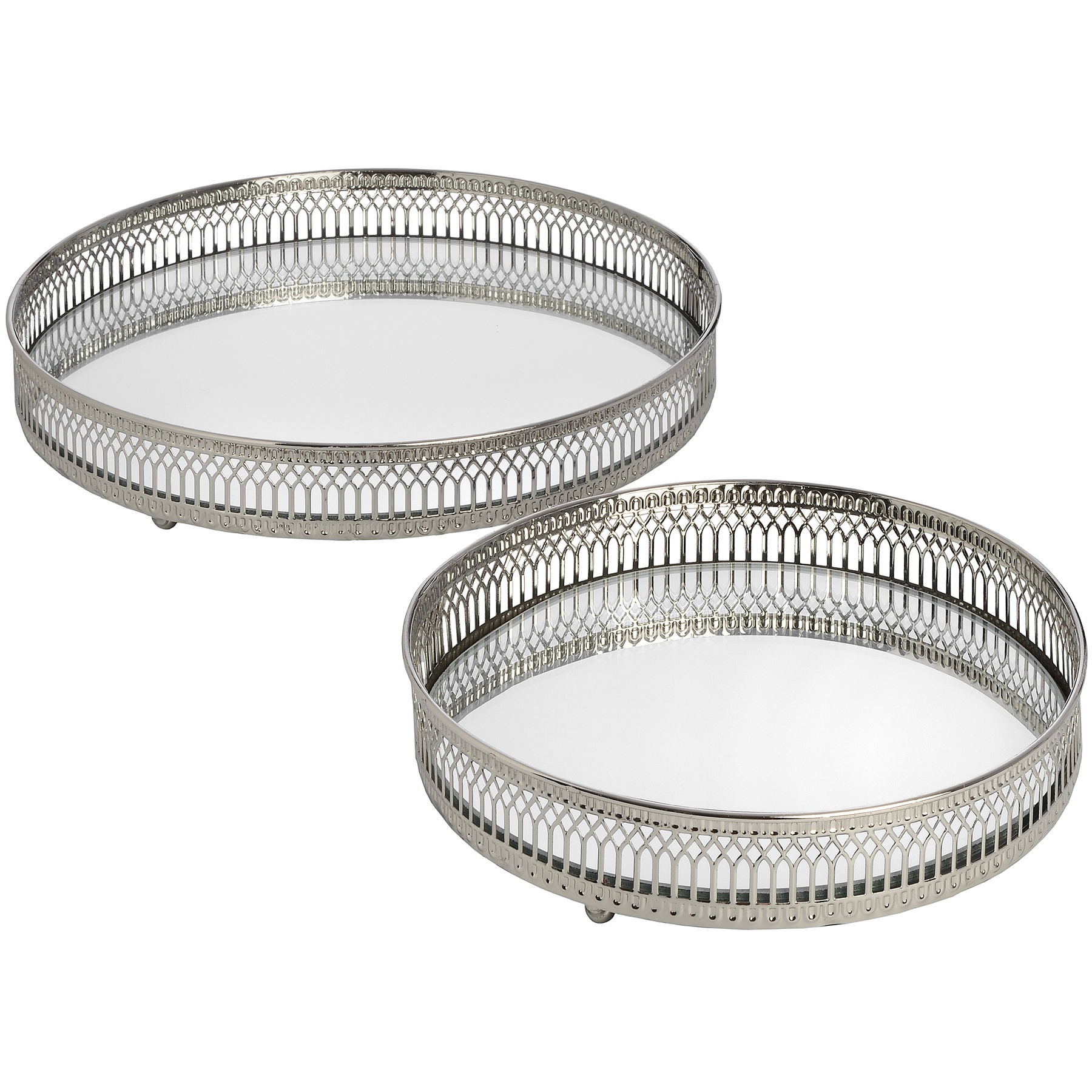 Set Of Two Circular Nickle Trays - Image 1