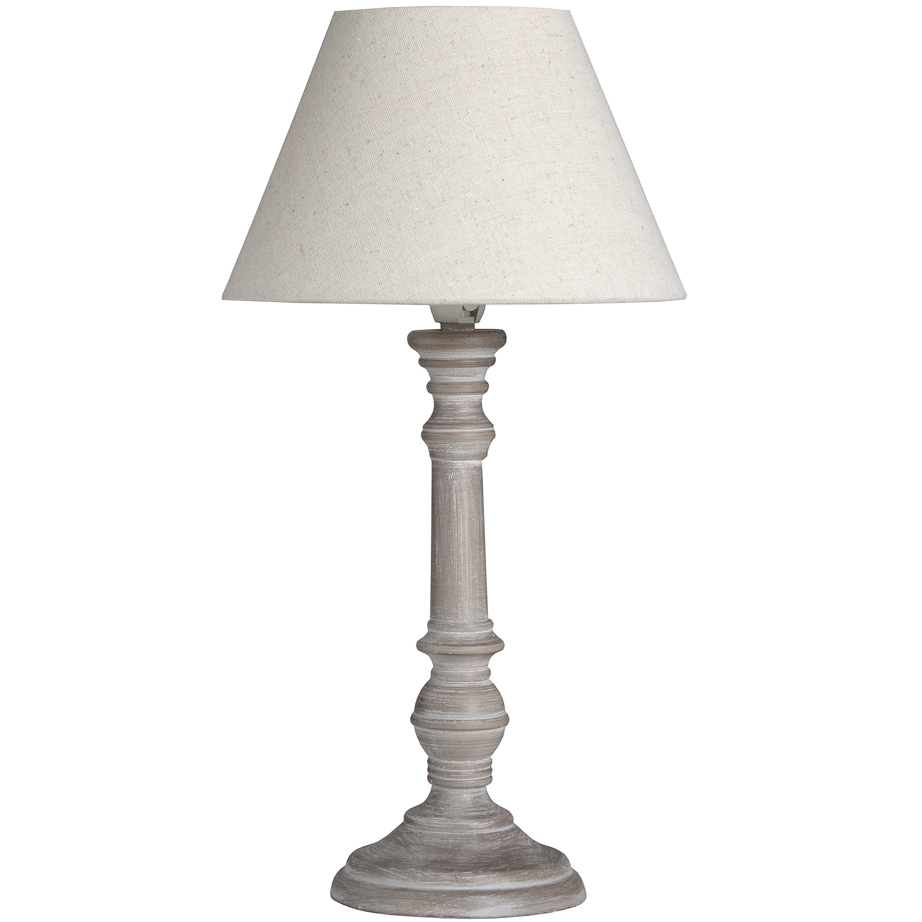 Table Lamp Grey Washed Wooden Bedside Shabby Vintage Chic Plain Shade