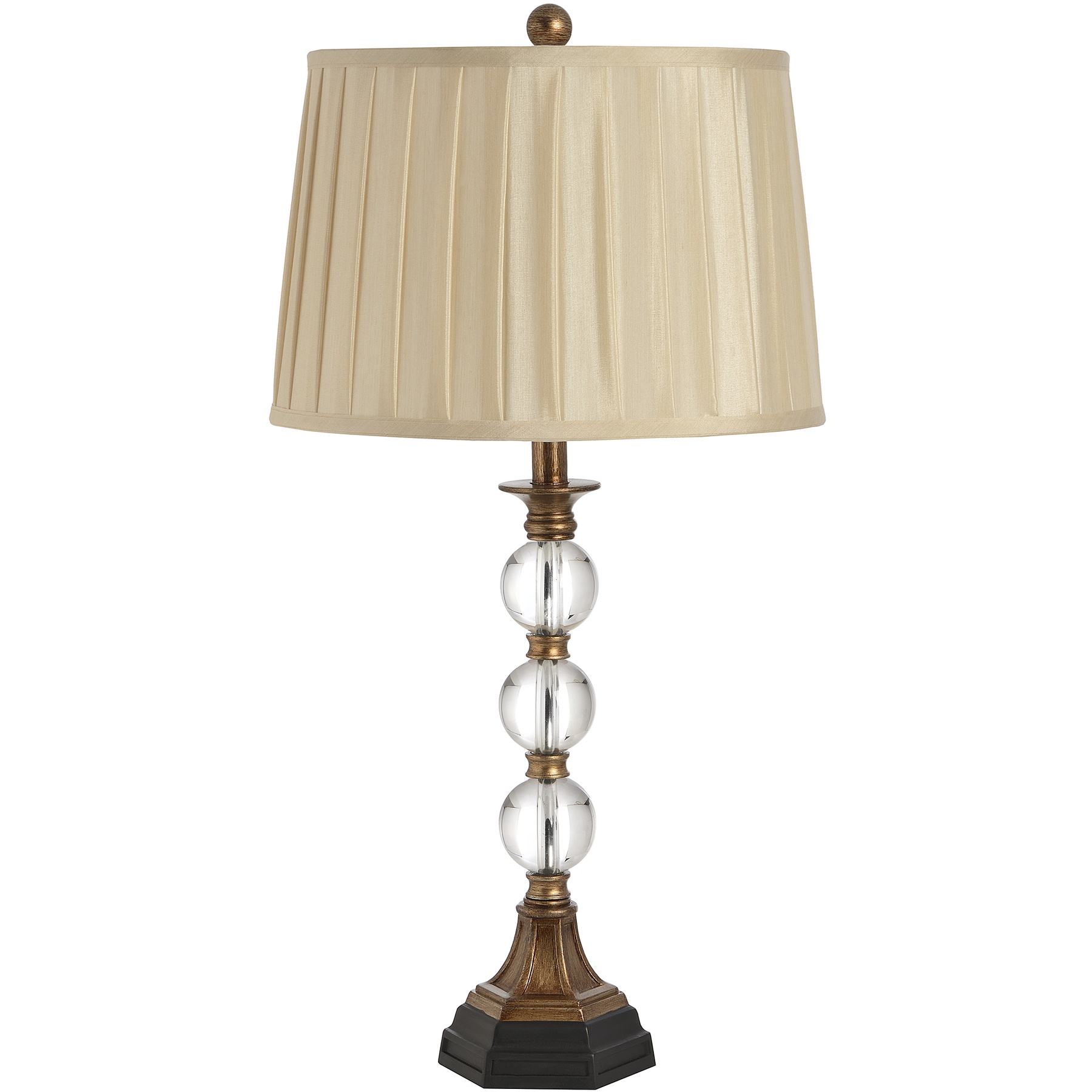 Crystal Ball Table Lamp with Cream pleated shade Wholesale by Hill
