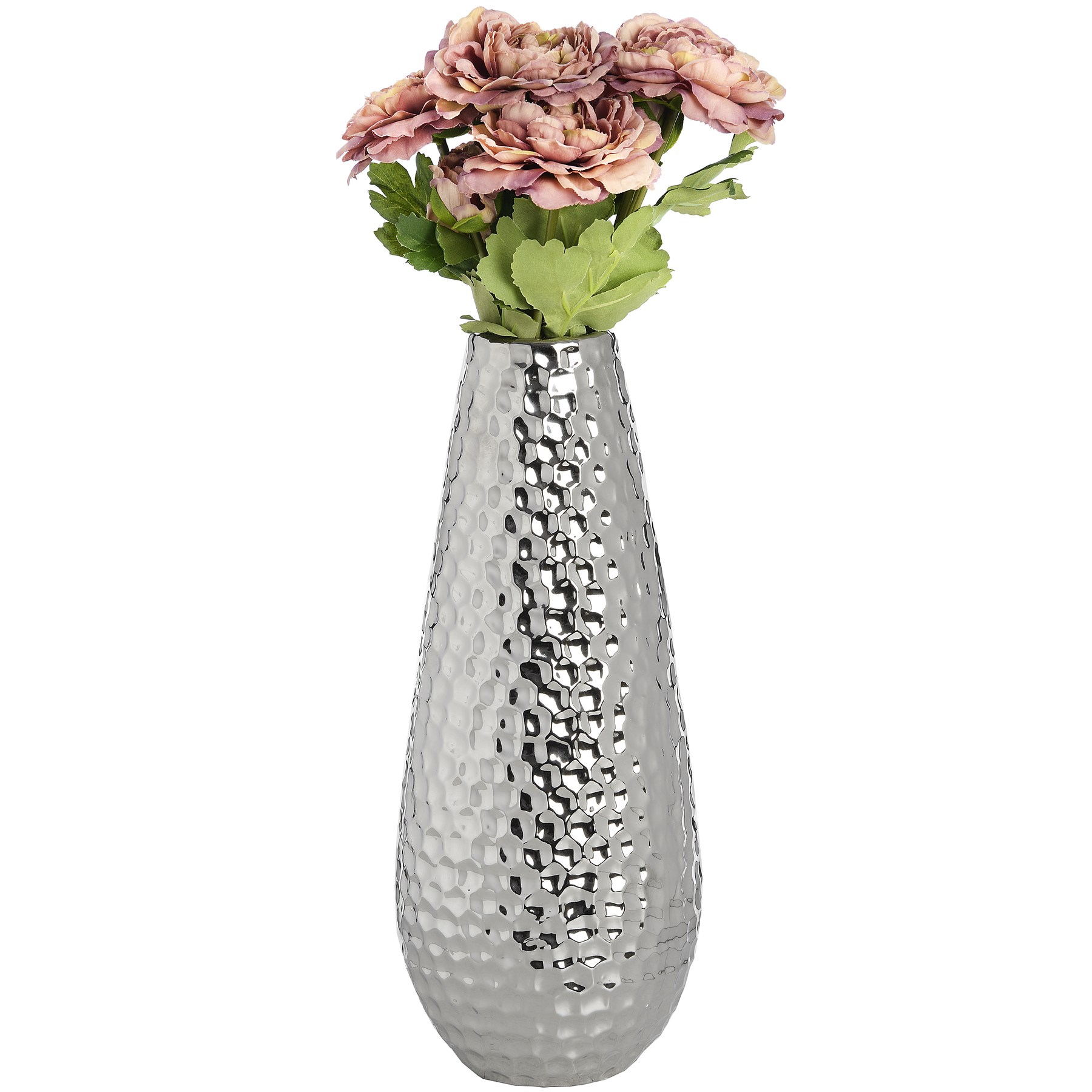 Large Silver Ceramic Bulb Vase in Dimple Effect - Image 2