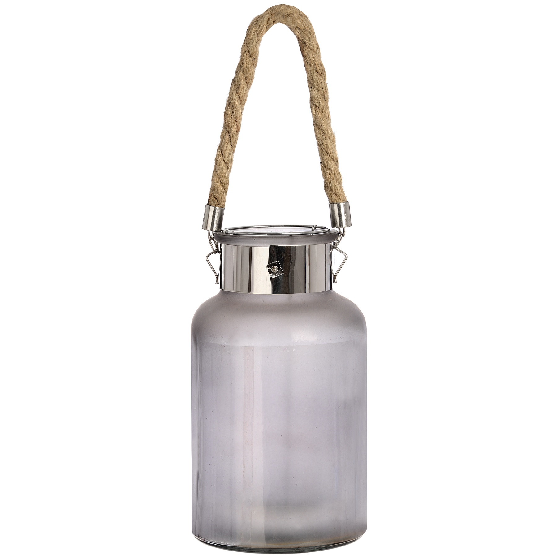 Frosted Glass Lantern with Rope Detail and Interior LED - Image 1