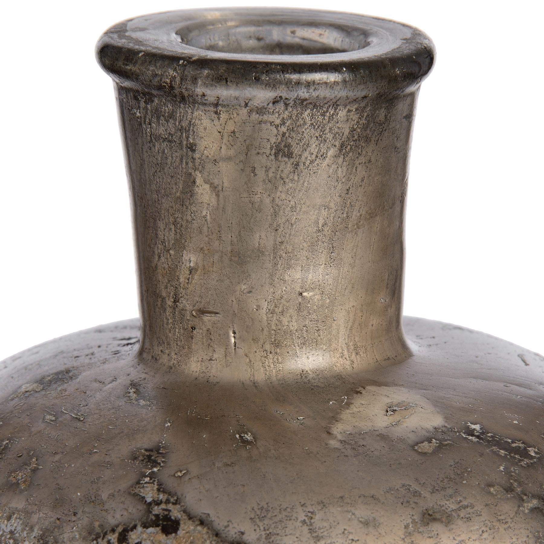 Antique Silver Effect Glass Bottle Vase - Image 3