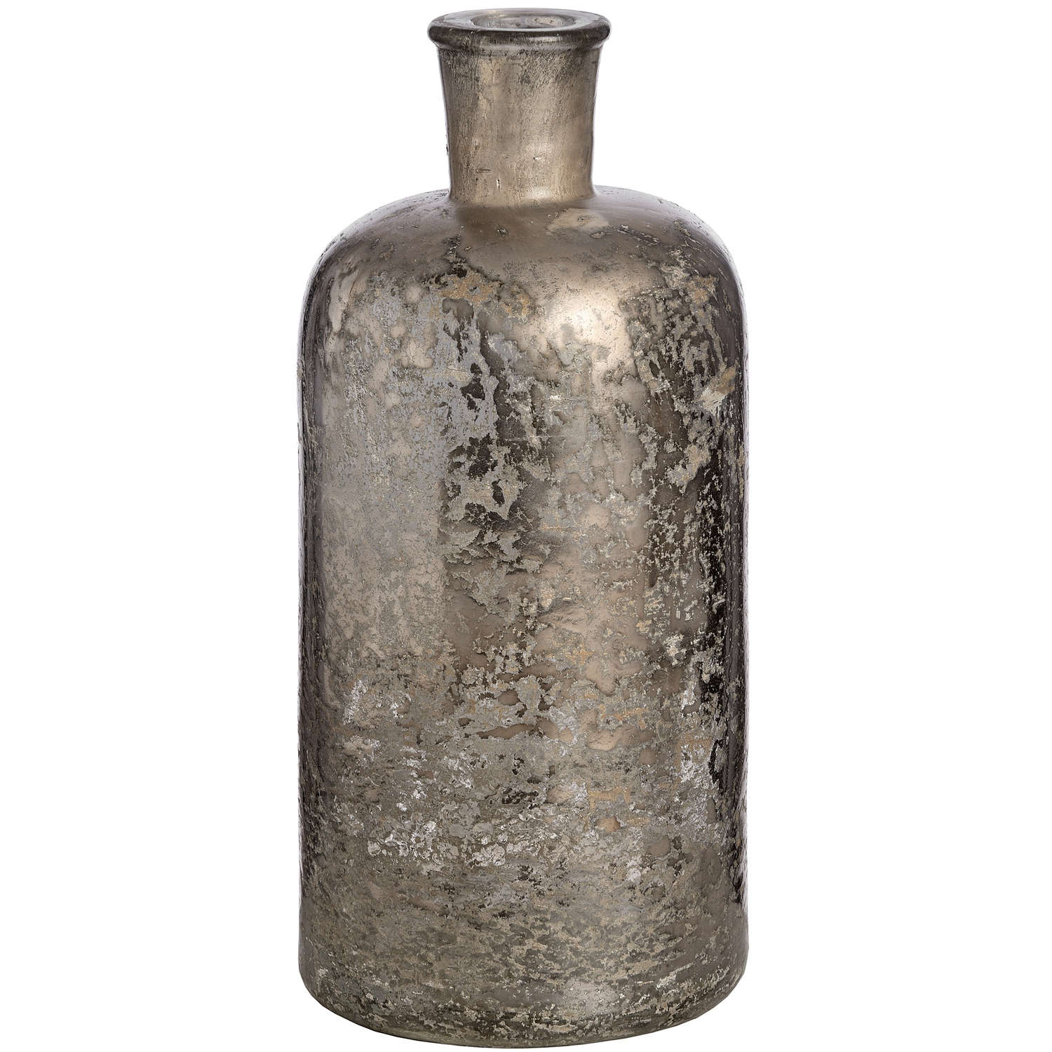 Antique Silver Mercury Glass Bottle Vase Wholesale By Hill Interiors