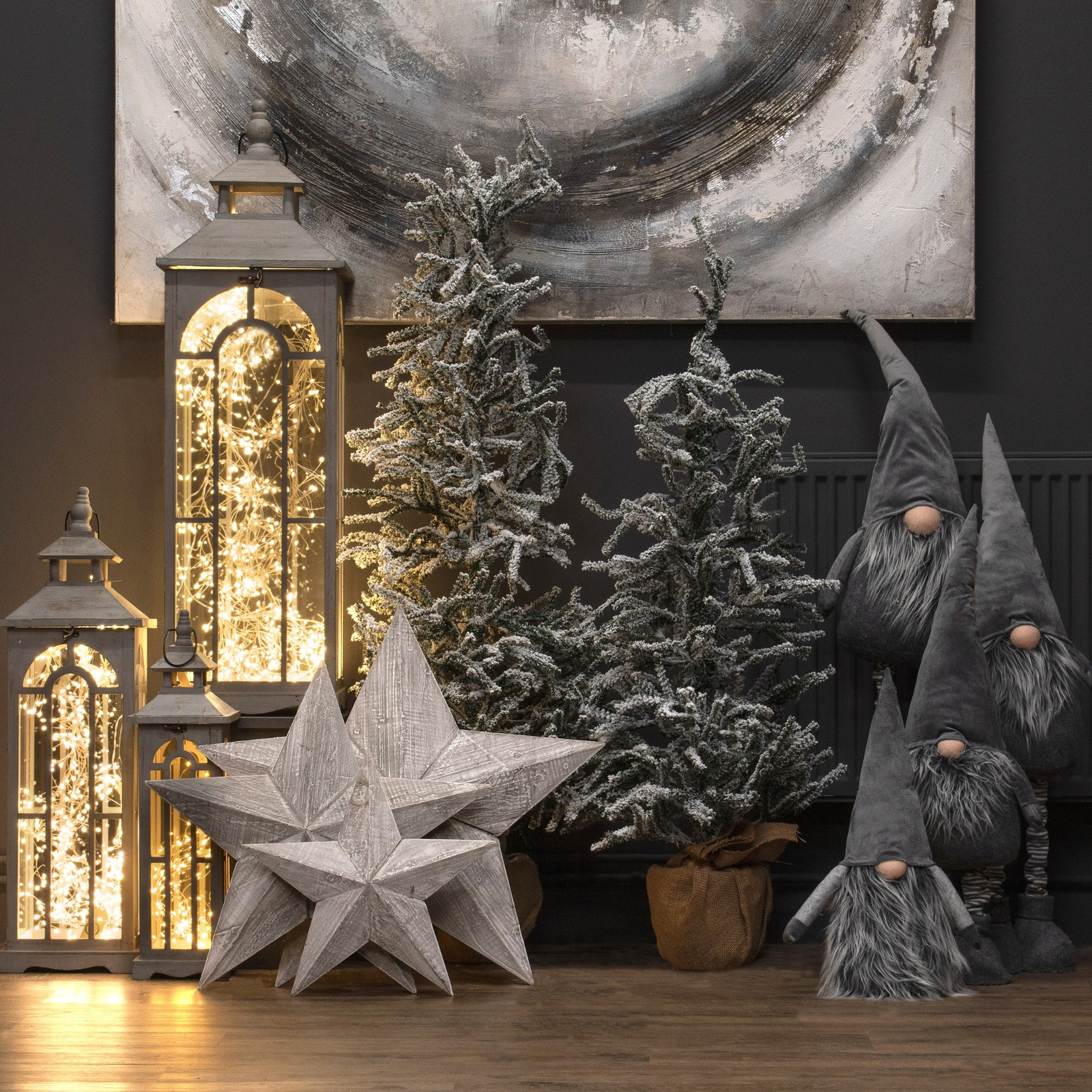 Set Of Three Wooden Lanterns With Archway Design - Image 6