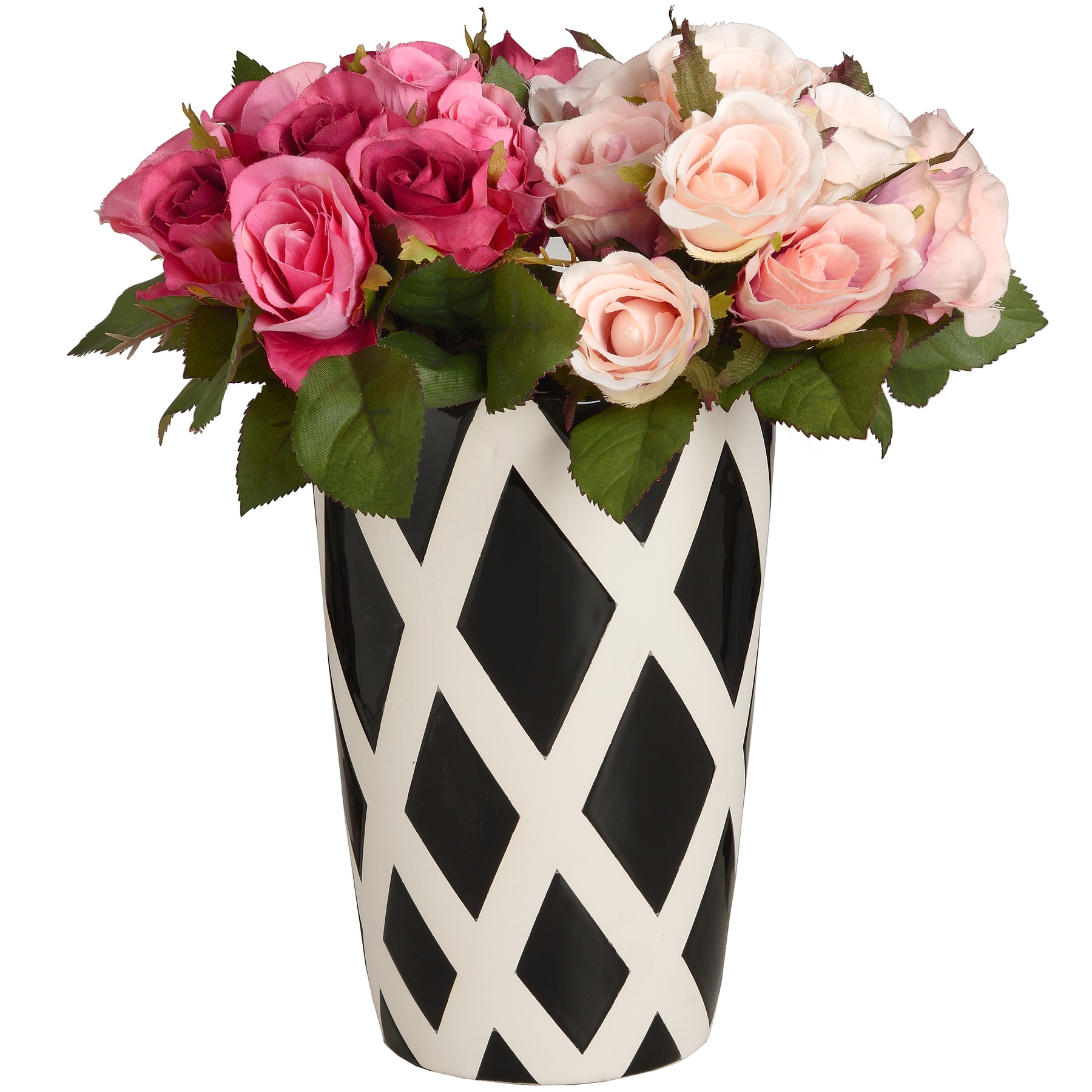 Medium Black And White Contemporary Lattice Vase From Hill Interiors