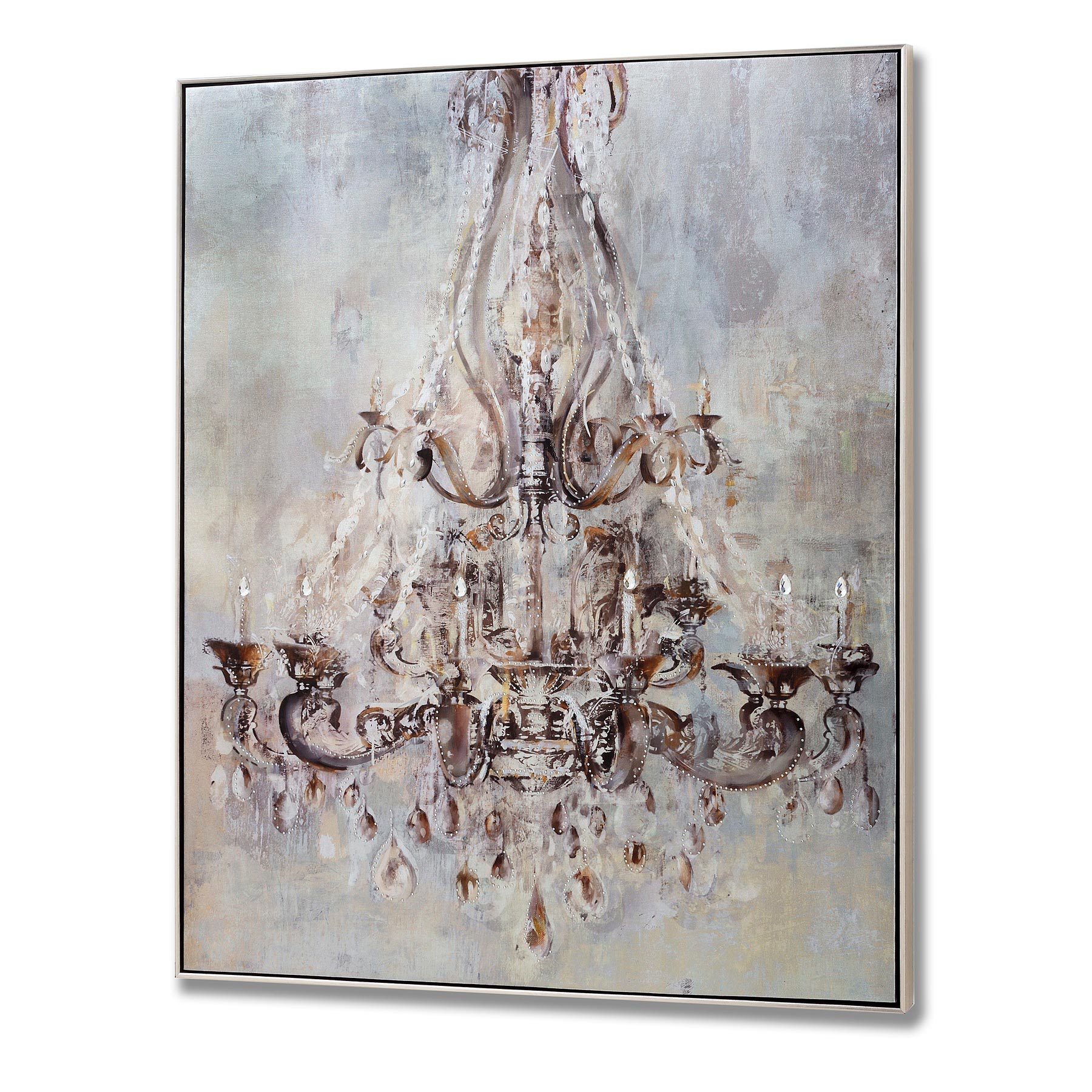 Framed Metalic Chandelier Wall Art With Metal Studs From Hill Interiors