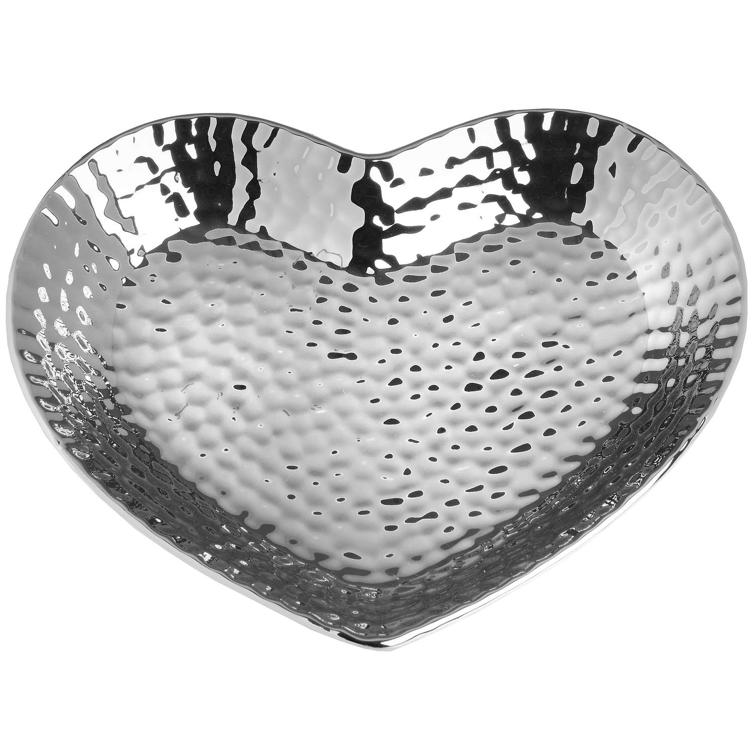 Silver Ceramic Dimple Effect Medium Heart - Image 2