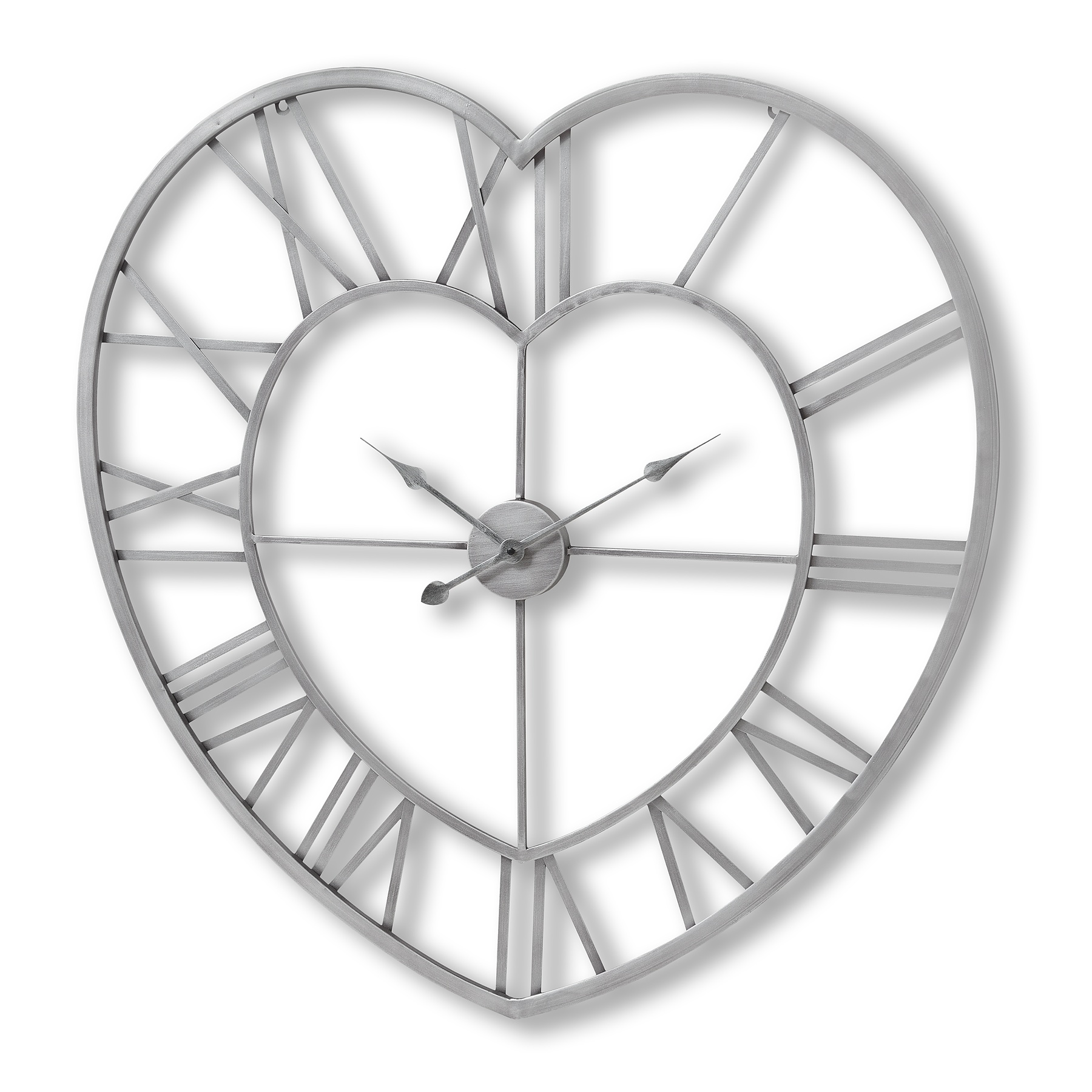 Silver Heart Skeleton Wall Clock - Image 1