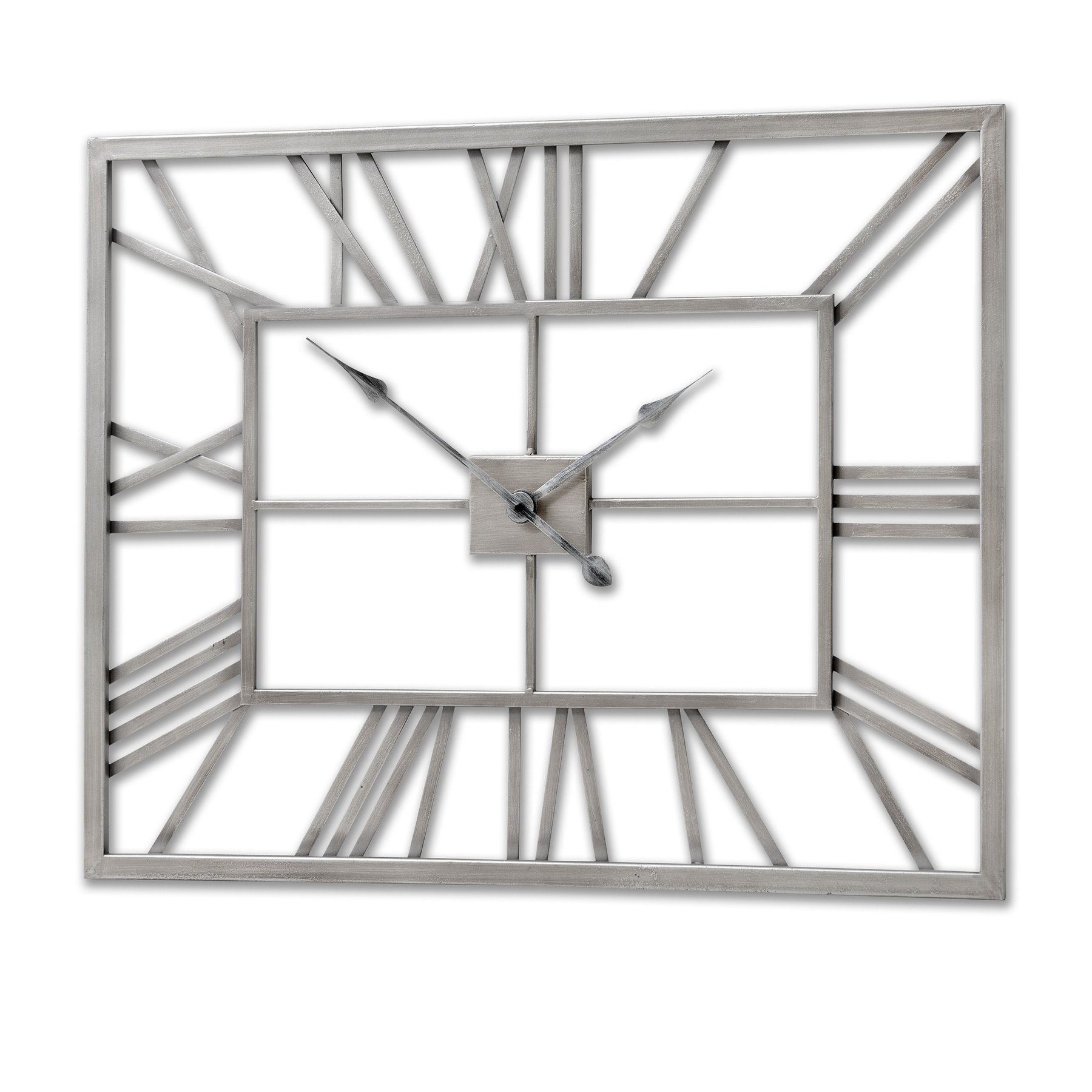 Silver Rectangular Skeleton Wall Clock - Image 1