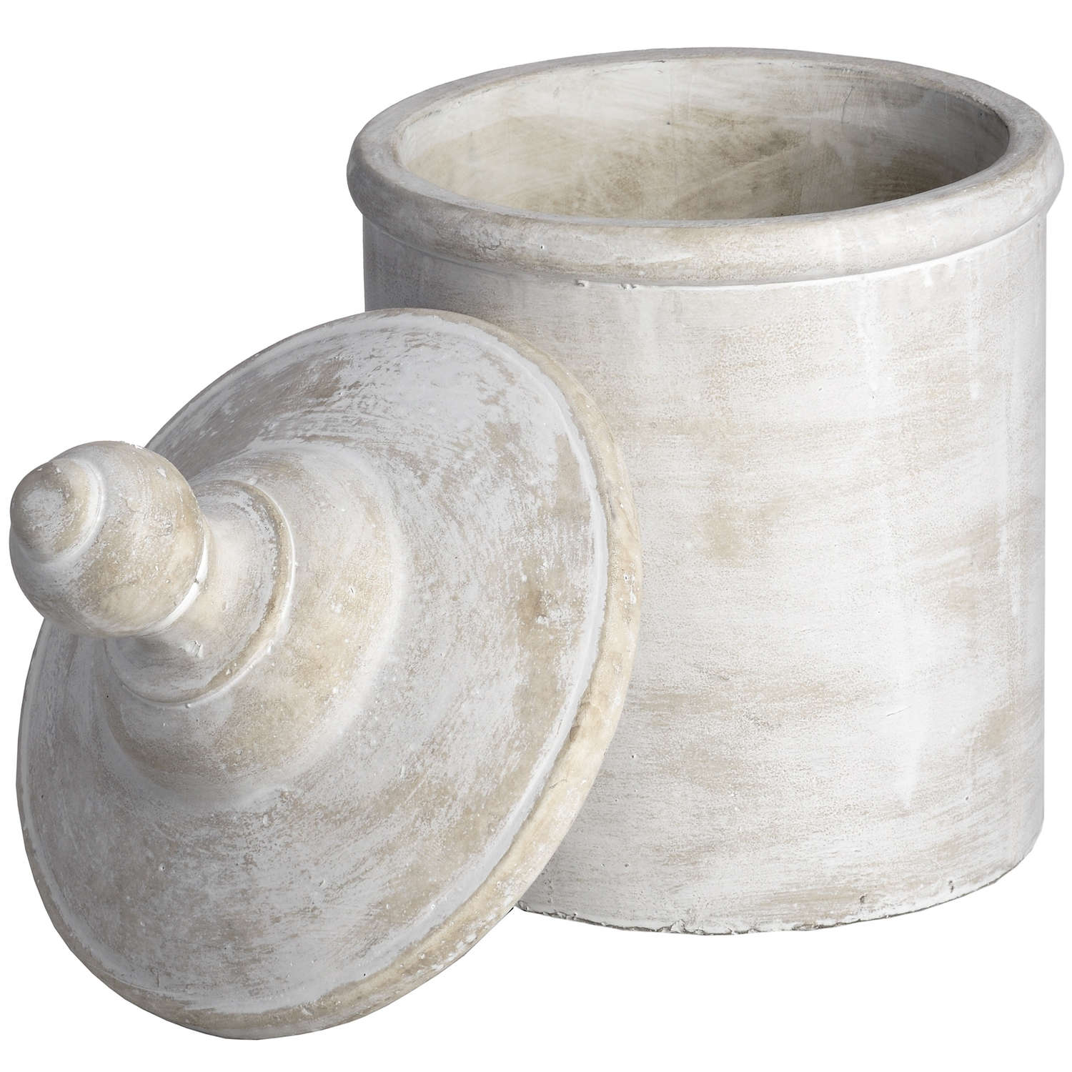 Large Antique White Cannister - Image 2