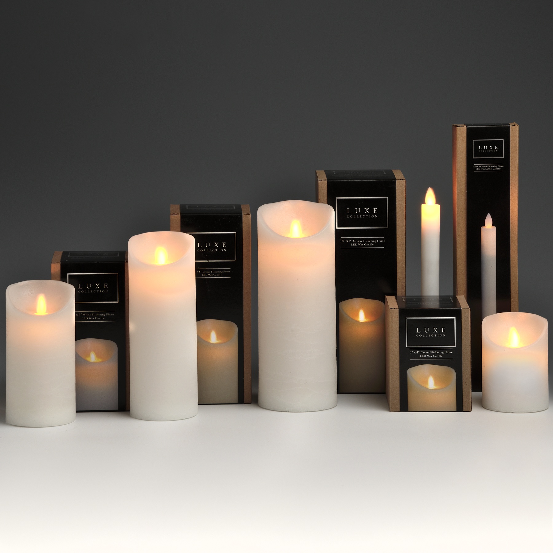 Luxe Collection 3 x 4 White Flickering Flame LED Wax Candle