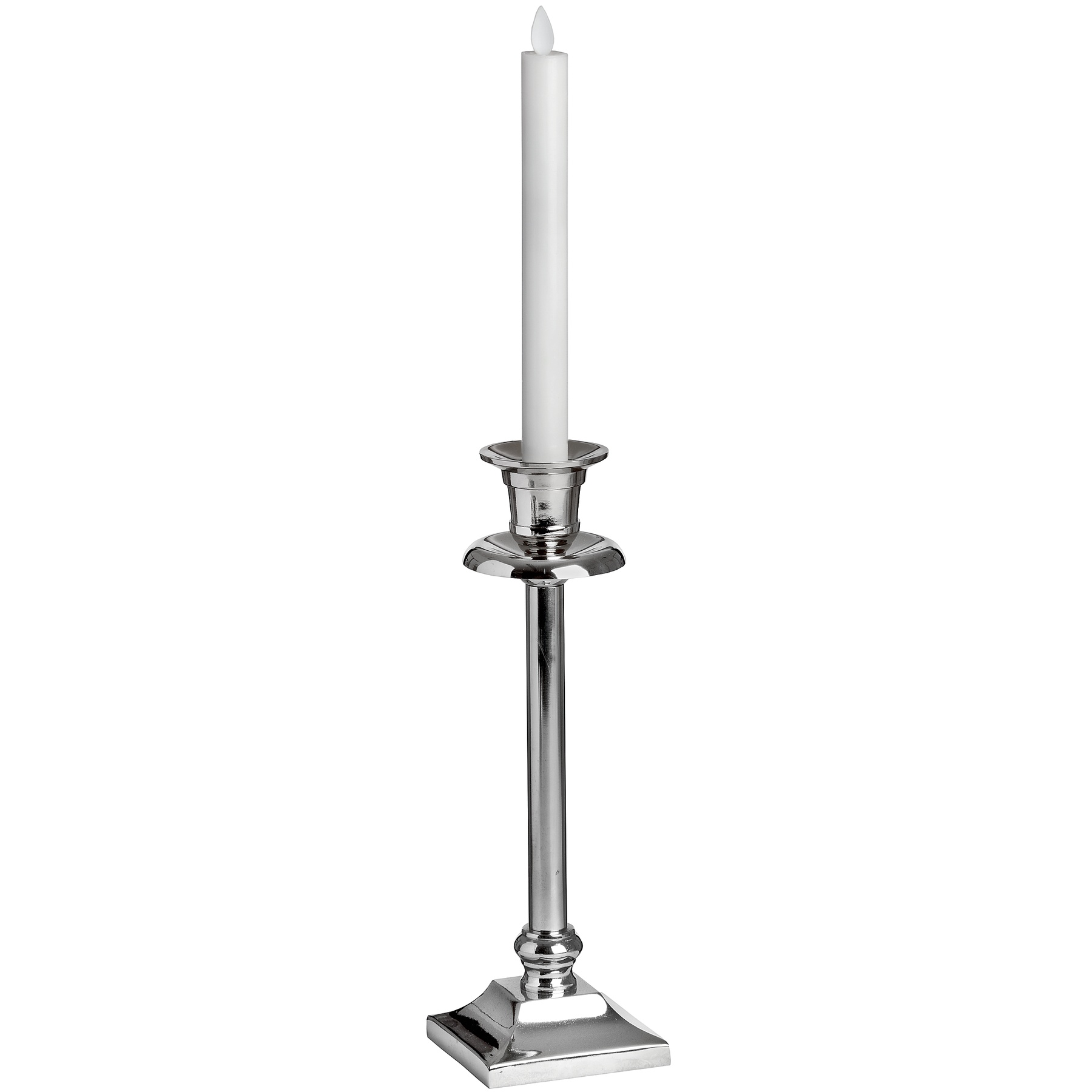 Pair Of White Luxe Flickering Flame LED Wax Dinner Candles - Image 2