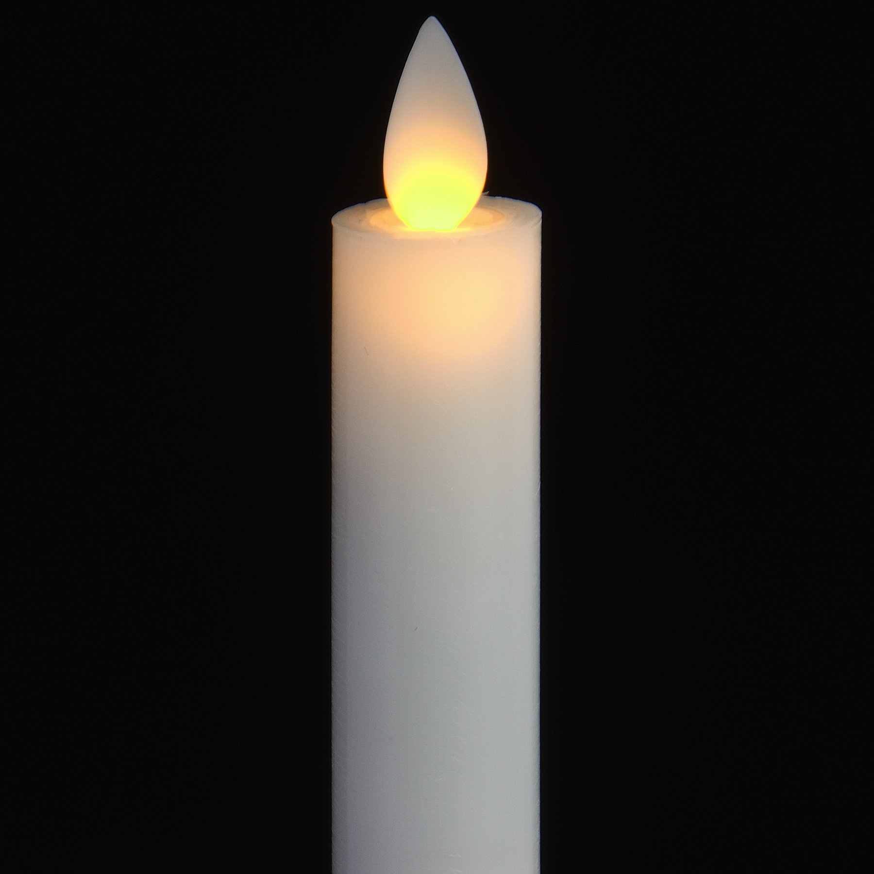 Pair Of White Luxe Flickering Flame LED Wax Dinner Candles - Image 3
