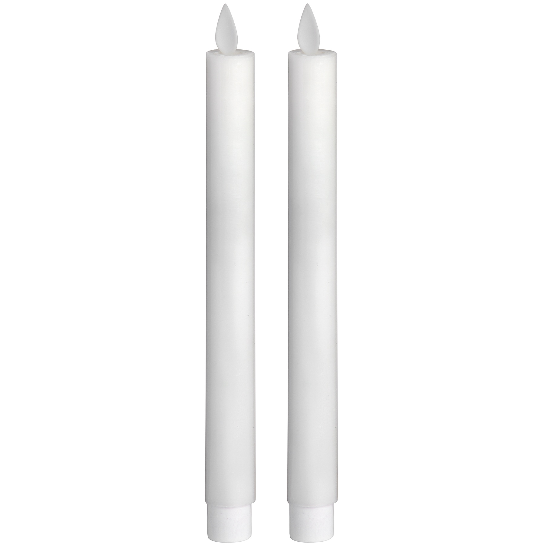 Pair Of White Luxe Flickering Flame LED Wax Dinner Candles - Image 1